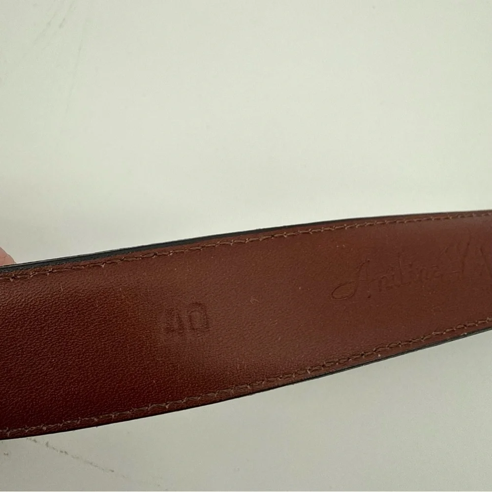 Aniline Kipskin Shoulders Black Leather Belt Mens Classic Size 40